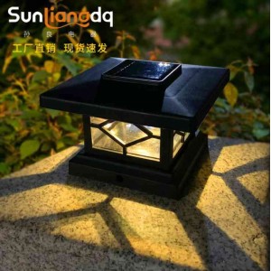 Solar column head lamp household wall yard lamp warm light big door lamp