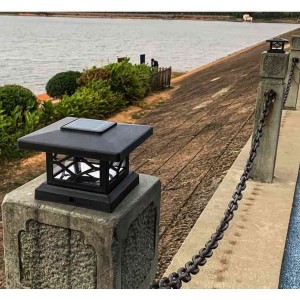 Solar column head lamp household wall yard lamp warm light big door lamp