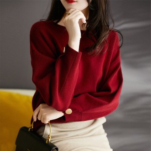 Coat. Sweater is female. Render unlined upper garment. knit