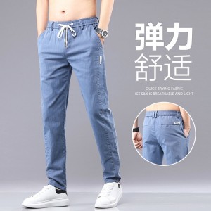 天丝弹力薄款直筒牛仔裤