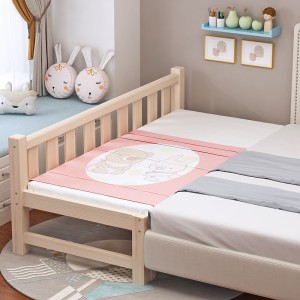 Solid wood crib with guardrail