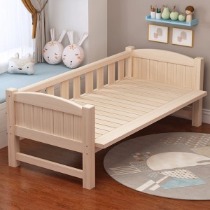 Solid wood crib with guardrail