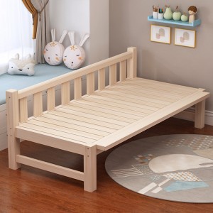 Solid wood crib with guardrail