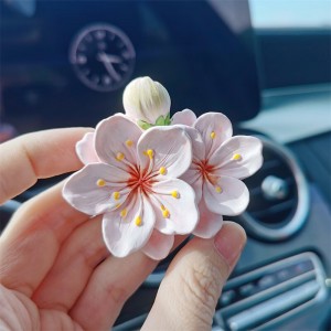 자동차 INS 복숭아꽃 송풍구 복숭아꽃 에어컨 입구 장식 향수 