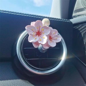 자동차 INS 복숭아꽃 송풍구 복숭아꽃 에어컨 입구 장식 향수 