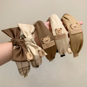хаки медвежонок обруч французский бант