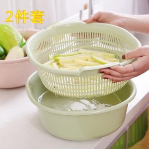 세숫대야 플라스틱 이중 아스팔트 바구니 누수 대야 쌀뜨기 신기 채람 세숫대야 가정용 주방 세숫대야 과일 쟁반 
