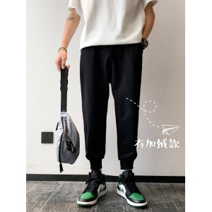 트레이닝 바지 남자 바지 와이드 봄가을 트렌디 남성 캐주얼 바지 9부 블랙 속발 긴 바지 속바지 배기 바지 