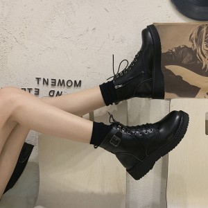ins Cool Cool Martin Boots Женские 2023 Новые весенние и осенние одиночные сапоги Черные британские ботинки на плоской подошве Женские сапоги