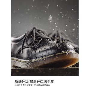 工装鞋 春季男鞋 英伦风马丁靴 圆头黑色低帮真皮大头休闲小皮鞋子