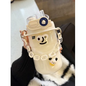 Чашка для воды Соломенная чашка для девочек с высокой ценностью Лето 2023 Новая двойная бутылка для воды Портативный пластиковый стаканчик, устойчивый