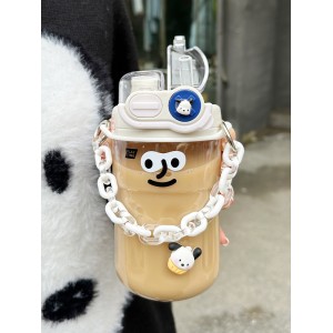 Чашка для воды Соломенная чашка для девочек с высокой ценностью Лето 2023 Новая двойная бутылка для воды Портативный пластиковый стаканчик, устойчивый