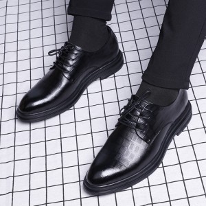 Business Dress Casual Shoes British Leather Upholstered Suit Soft Sole Wedding Leather Shoes