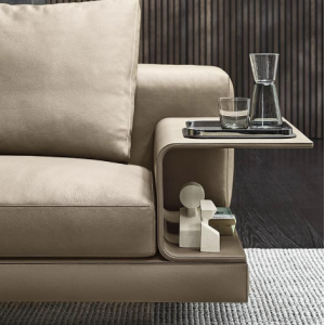 Italian minimalist leather straight row sofa