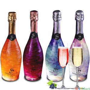 Пришлите 2 бокала шампанского "волшебное небо" с пузырьками сладкого красного вина 4*75 мл