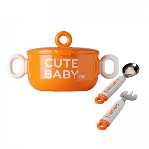 Stainless steel baby bowl suction cup fork spoon tableware