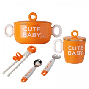 Stainless steel baby bowl suction cup fork spoon tableware