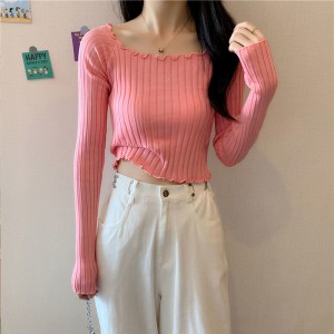 修身长袖打底衫针织衫女春秋季薄款