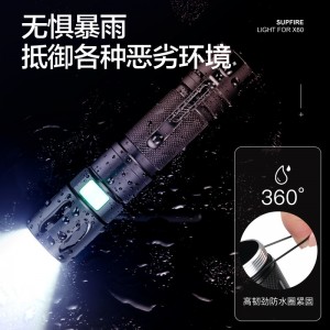 Strong light flashlight zoom tele USB rechargeable portable outdoor riding light emergency light