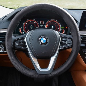 Leather hand sewn steering wheel handle cover leather cover - black line