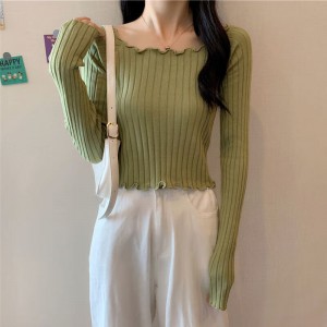 修身长袖打底衫针织衫女春秋季薄款