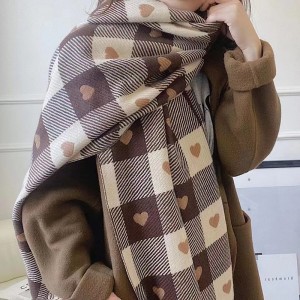 Scarf for women in autumn and winter, new love lattice lovers, scarf, warm shawl, fashionable and cute