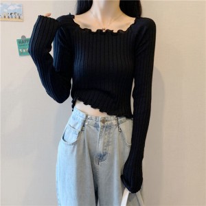 修身长袖打底衫针织衫女春秋季薄款