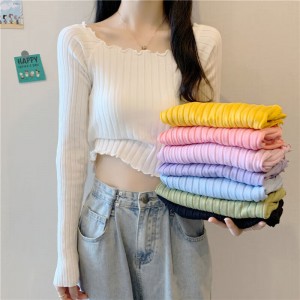 修身长袖打底衫针织衫女春秋季薄款