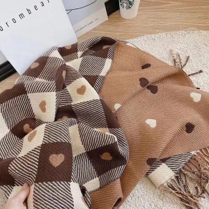 Scarf for women in autumn and winter, new love lattice lovers, scarf, warm shawl, fashionable and cute