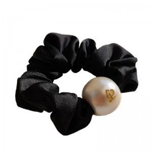 Girl&#039;s ins style large intestine hairband temperament leather band versatile luxury pearl hairband