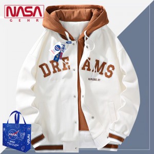 NASA совместно брендировало поддельные две весенние и осенние куртки мужские пальто для пар 2023 повседневная универсальная бейсбольная форма больших