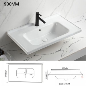Integrated countertop basin, semi embedded ceramic wash basin, bathroom, household bathroom cabinet basin