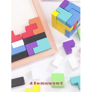 어린이 다기능 테트리스 빌딩 블록 퍼즐 큐브 3D 조립 블록 나무 퍼즐